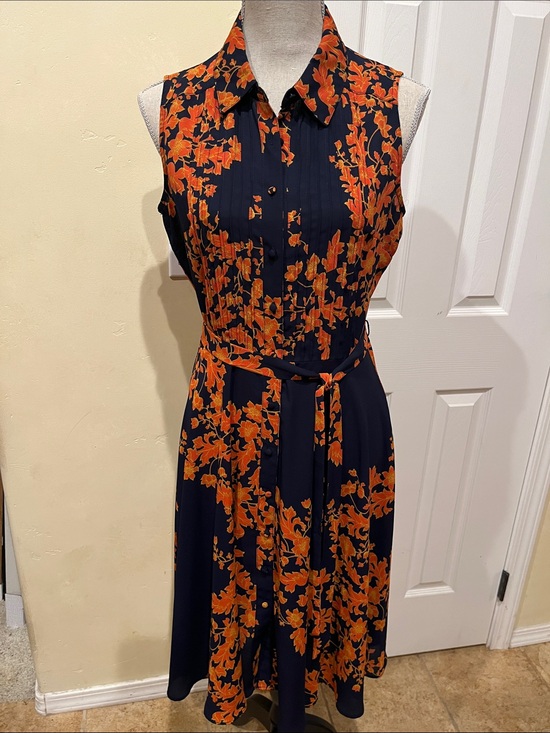 Nanette Lepore Dresses & Skirts - Nanette Lepore Navy Dress with Orange Floral Pattern